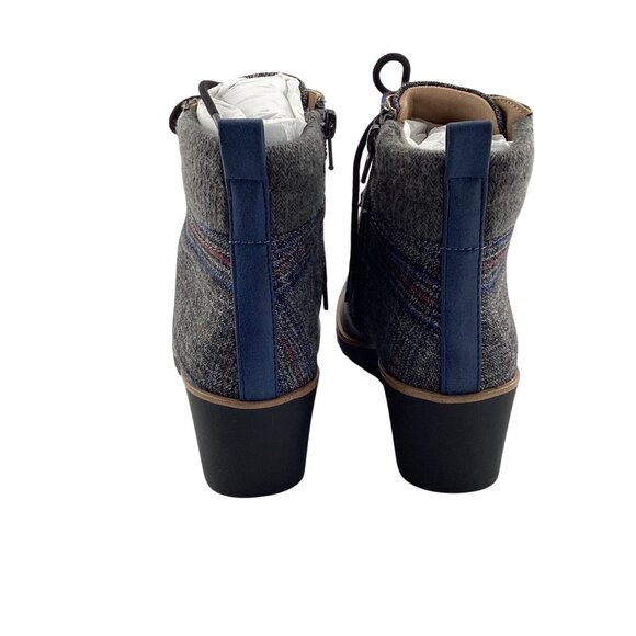 Lifestride Womens Zone Ankle Boot Size 6.5‎ NWB Grey Multi Plaid Wedge Heel - Picture 5 of 6